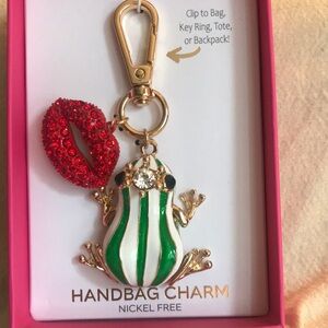 NEW ~ Green & White Frog Handbag Charm
